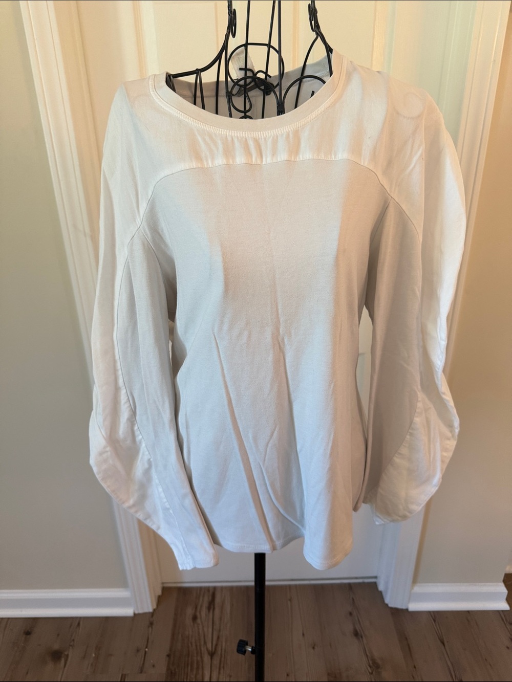 BCBGMaxAzria Cream Long Sleeve Crewneck Top